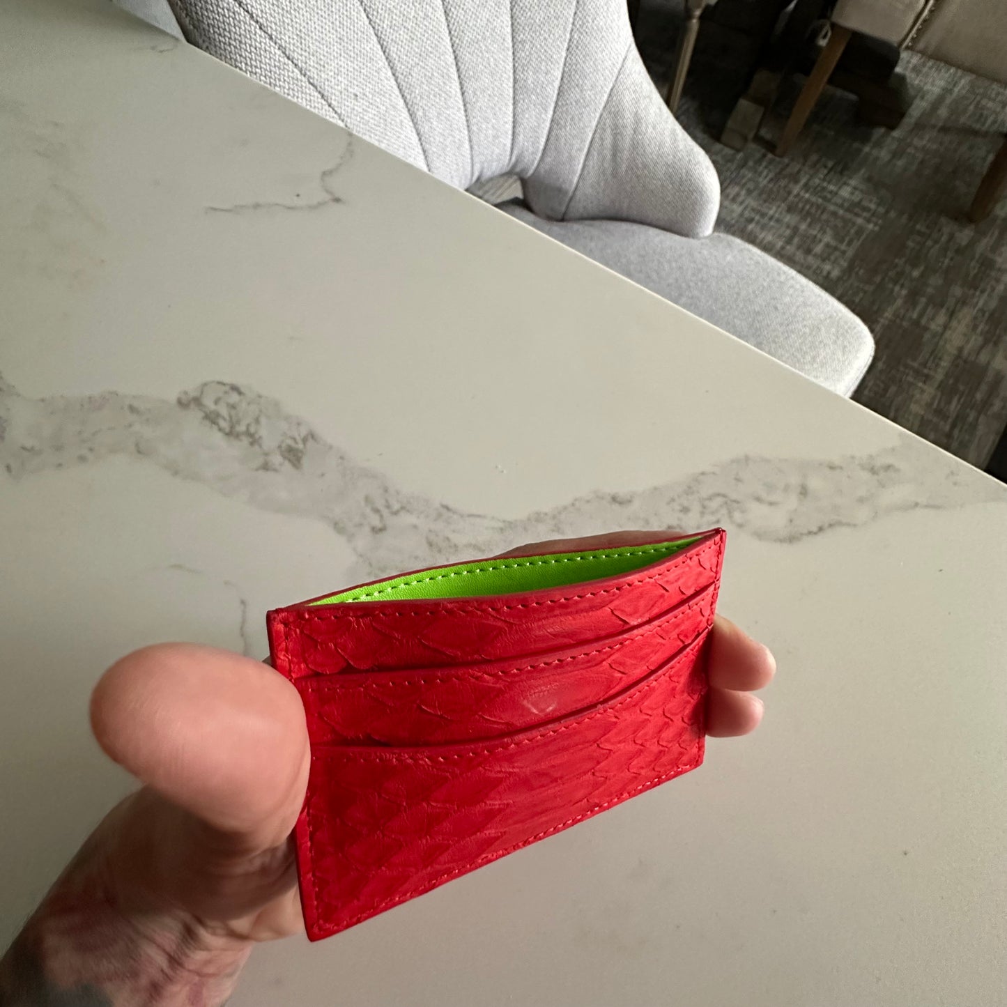 ‘BLOOD RED’ Python Skin Card Holder