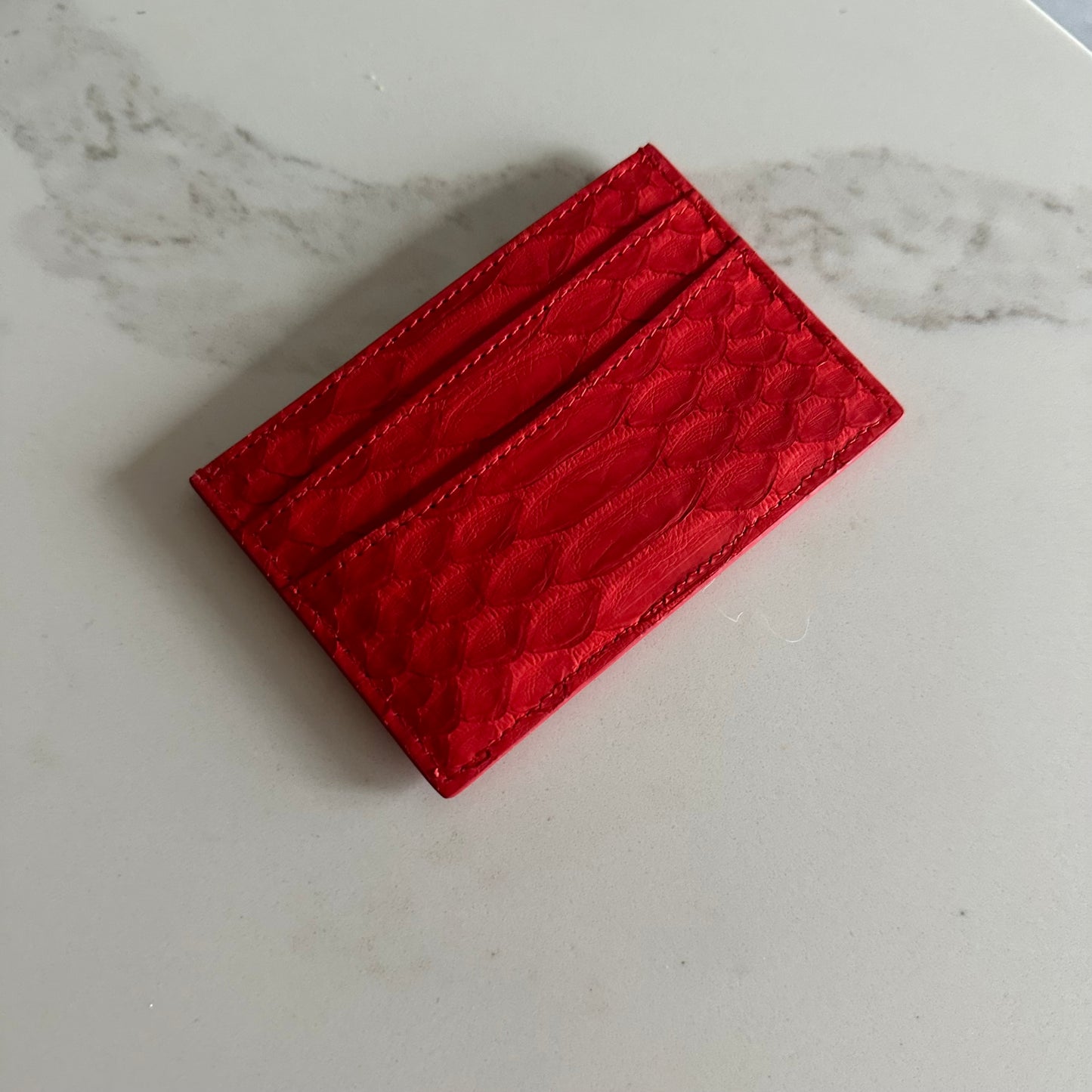 ‘BLOOD RED’ Python Skin Card Holder