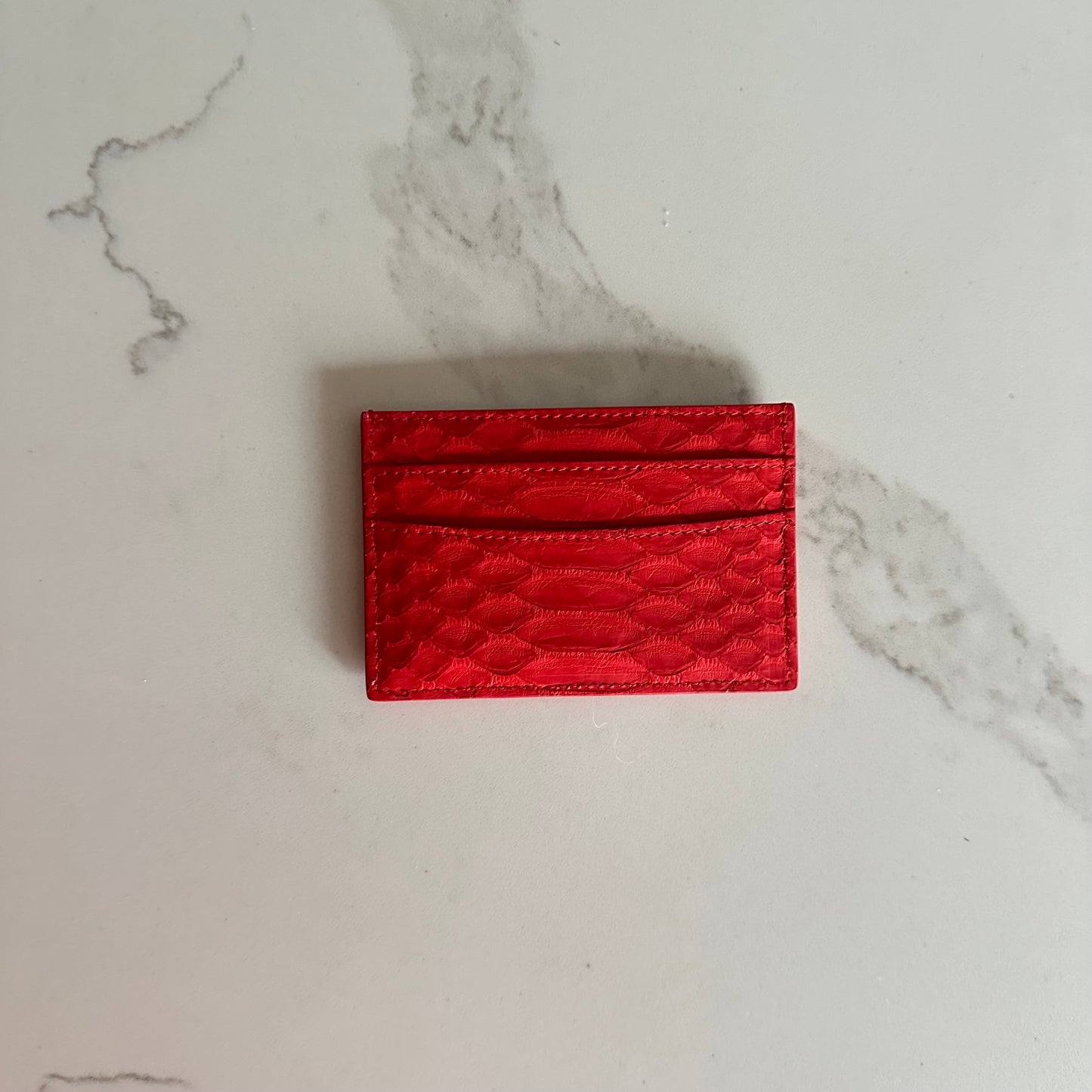 ‘BLOOD RED’ Python Skin Card Holder