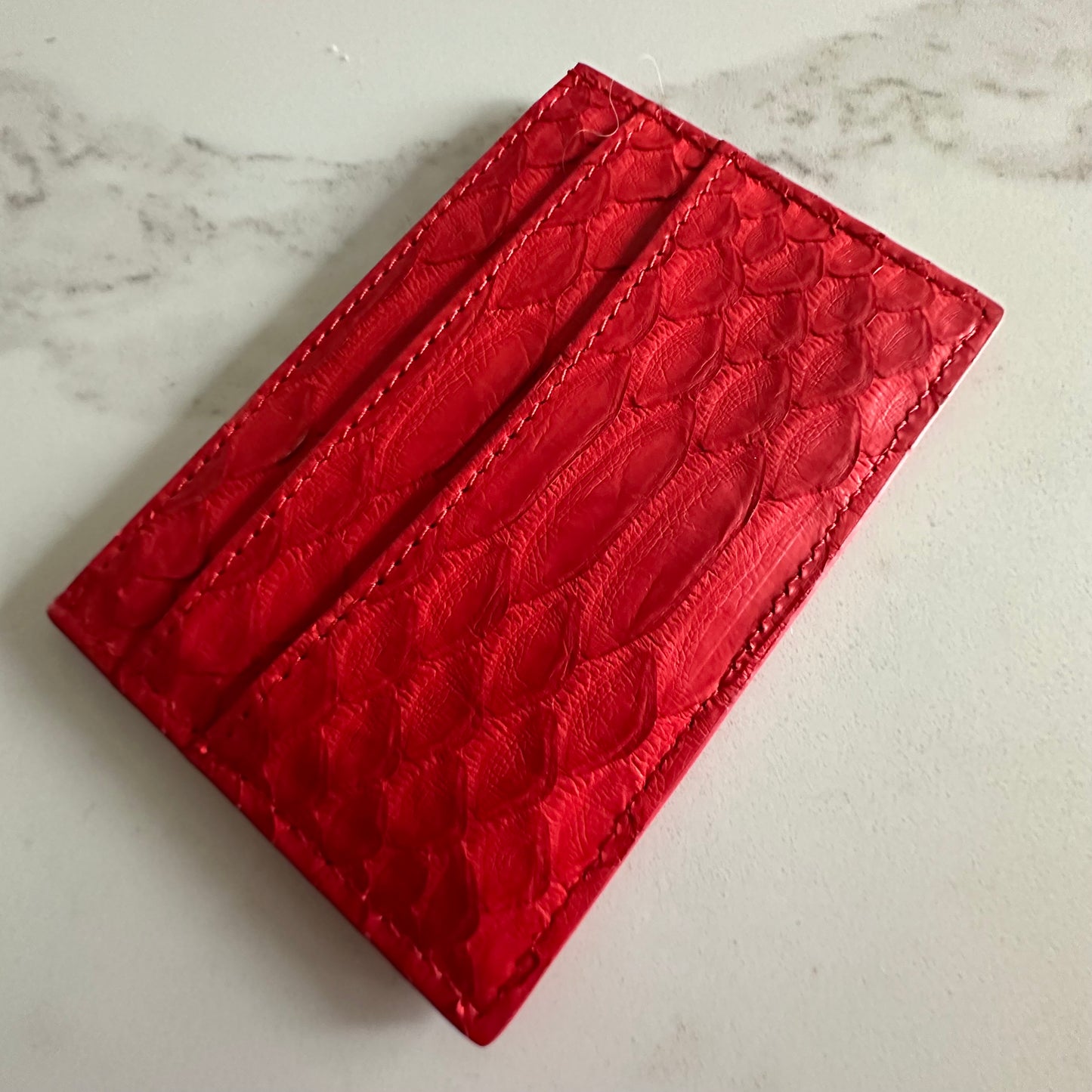 ‘BLOOD RED’ Python Skin Card Holder