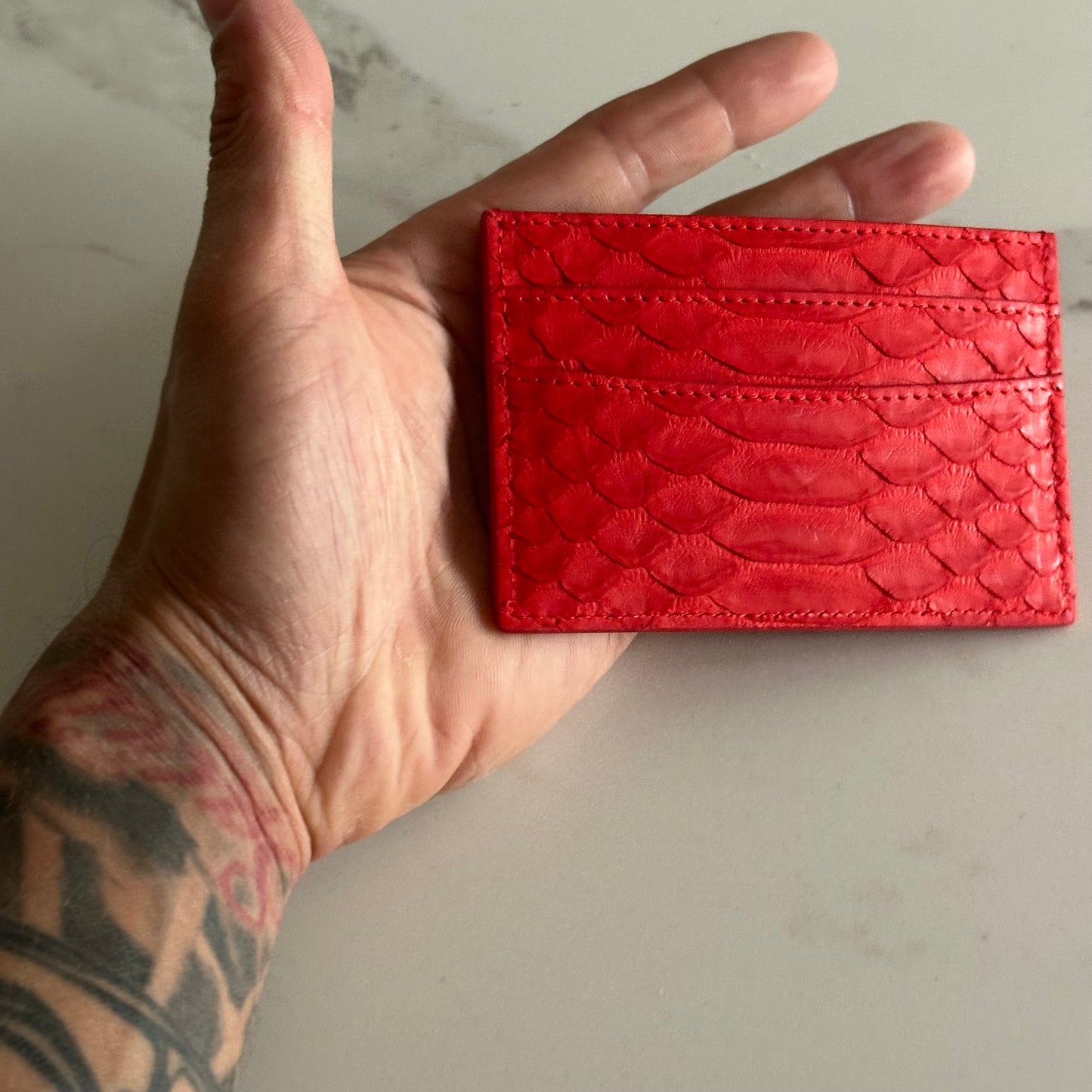‘BLOOD RED’ Python Skin Card Holder