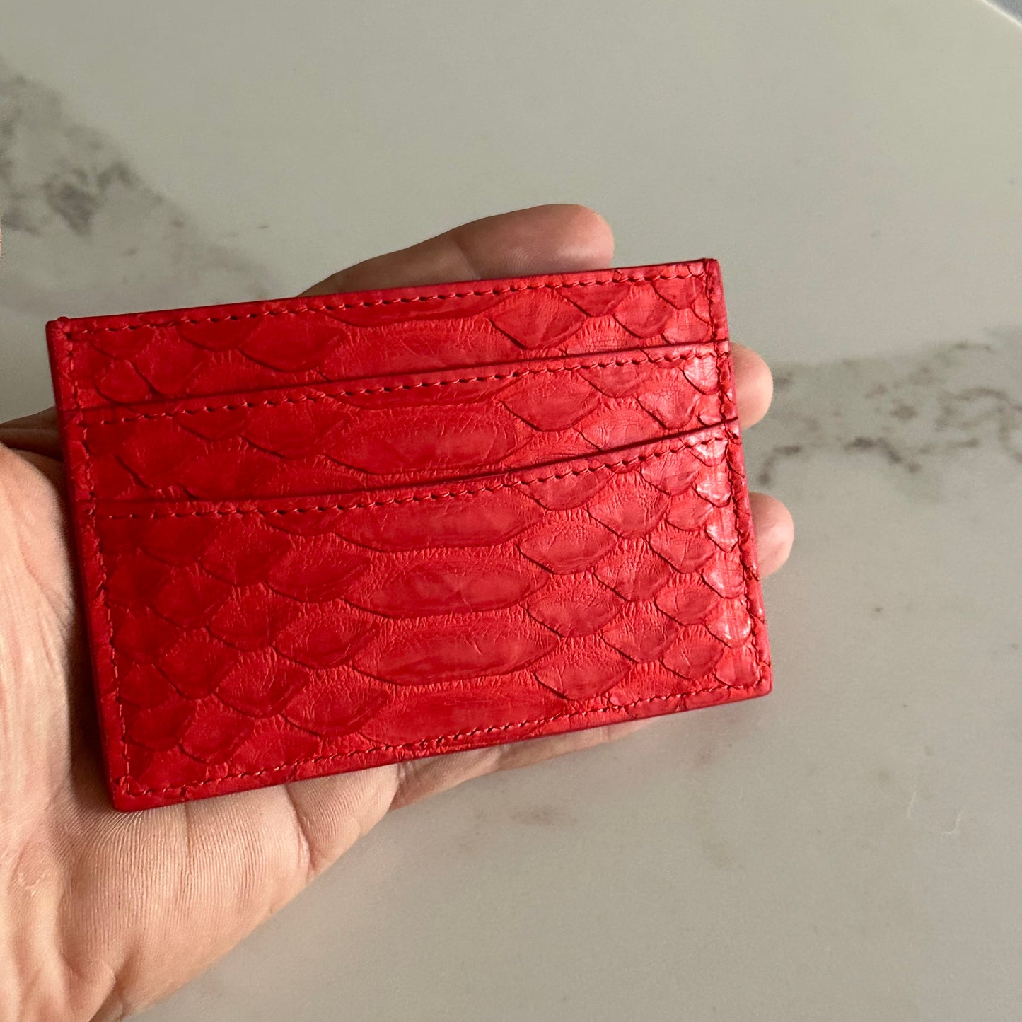 ‘BLOOD RED’ Python Skin Card Holder