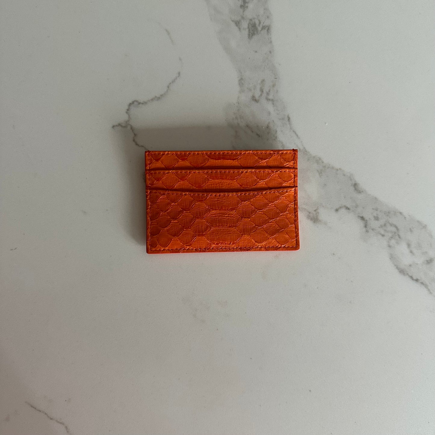 111 ‘Orange Tennis’ Snakeskin Cardholder