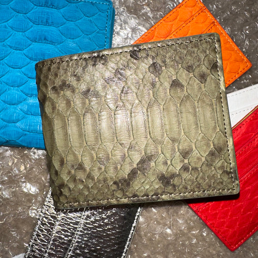 111 ‘Hidden Sun’ Real Python Skin Bi Fold Wallet (Natural/Yellow)