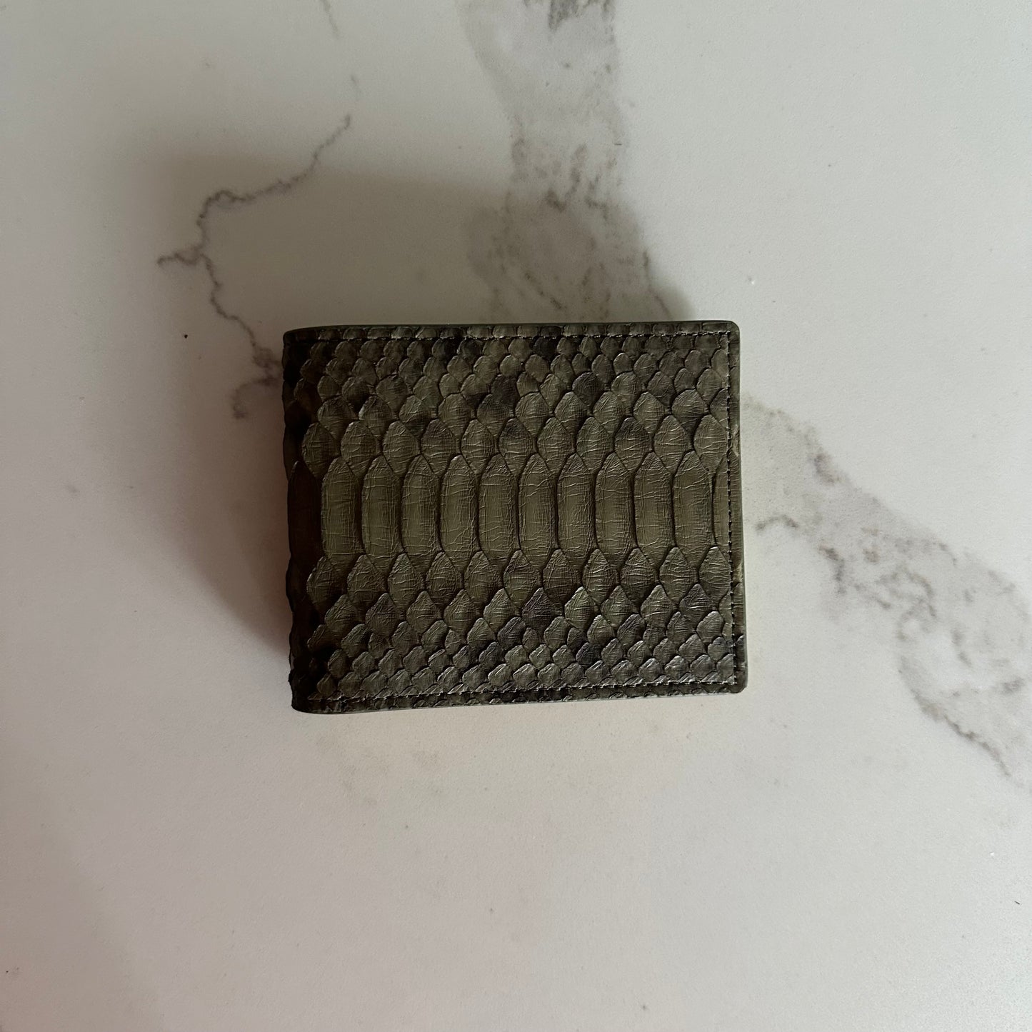 111 ‘Hidden Sun’ Real Python Skin Bi Fold Wallet (Natural/Yellow)