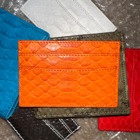 111 ‘Orange Tennis’ Snakeskin Cardholder