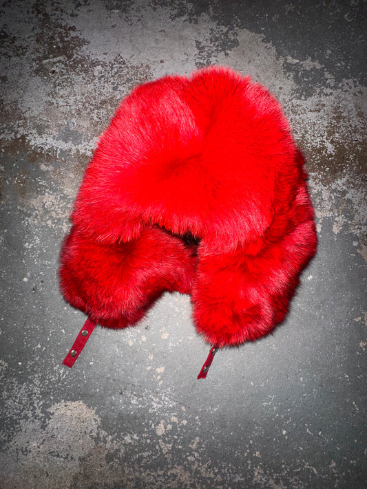 ‘Swiper’ Real Fox Fur Hat (Red)