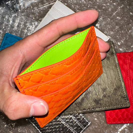 111 ‘Orange Tennis’ Snakeskin Cardholder