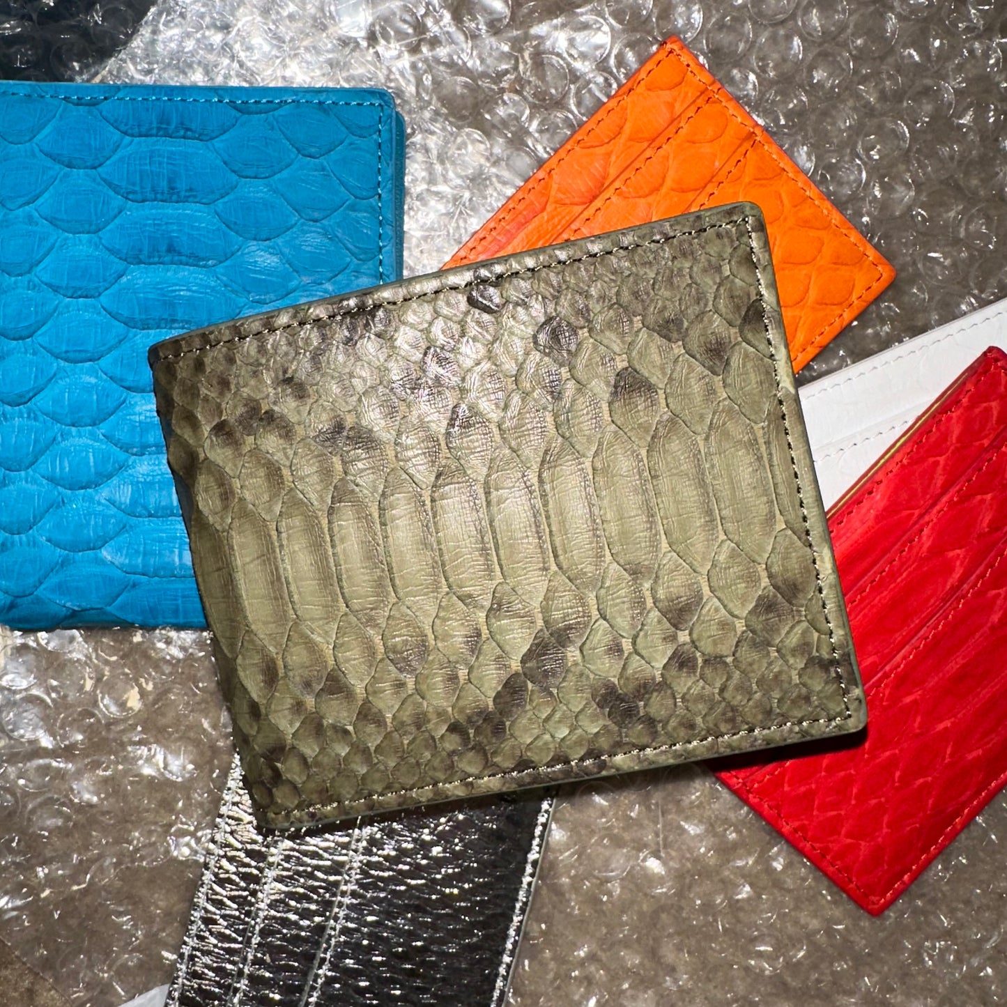 111 ‘Hidden Sun’ Real Python Skin Bi Fold Wallet (Natural/Yellow)