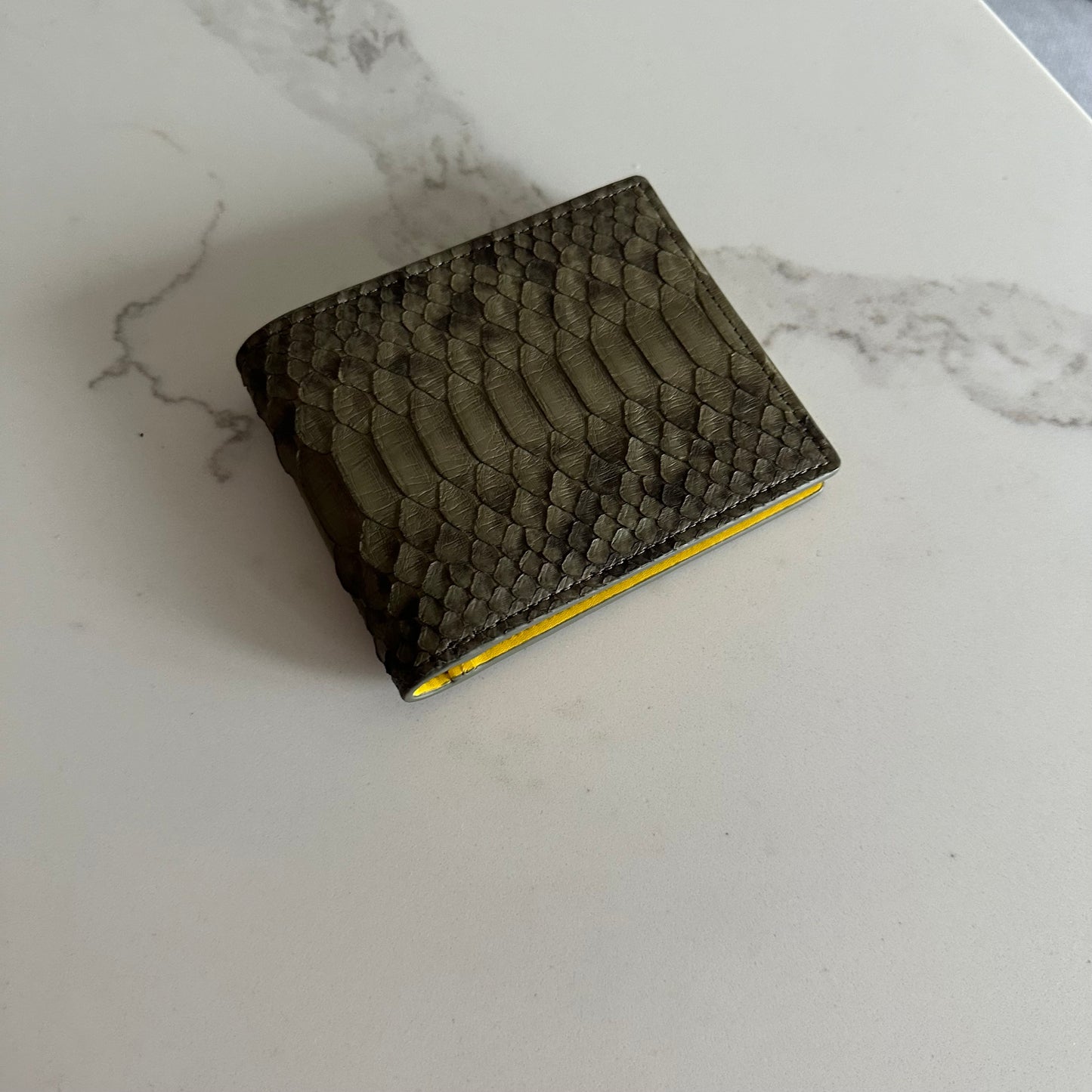 111 ‘Hidden Sun’ Real Python Skin Bi Fold Wallet (Natural/Yellow)