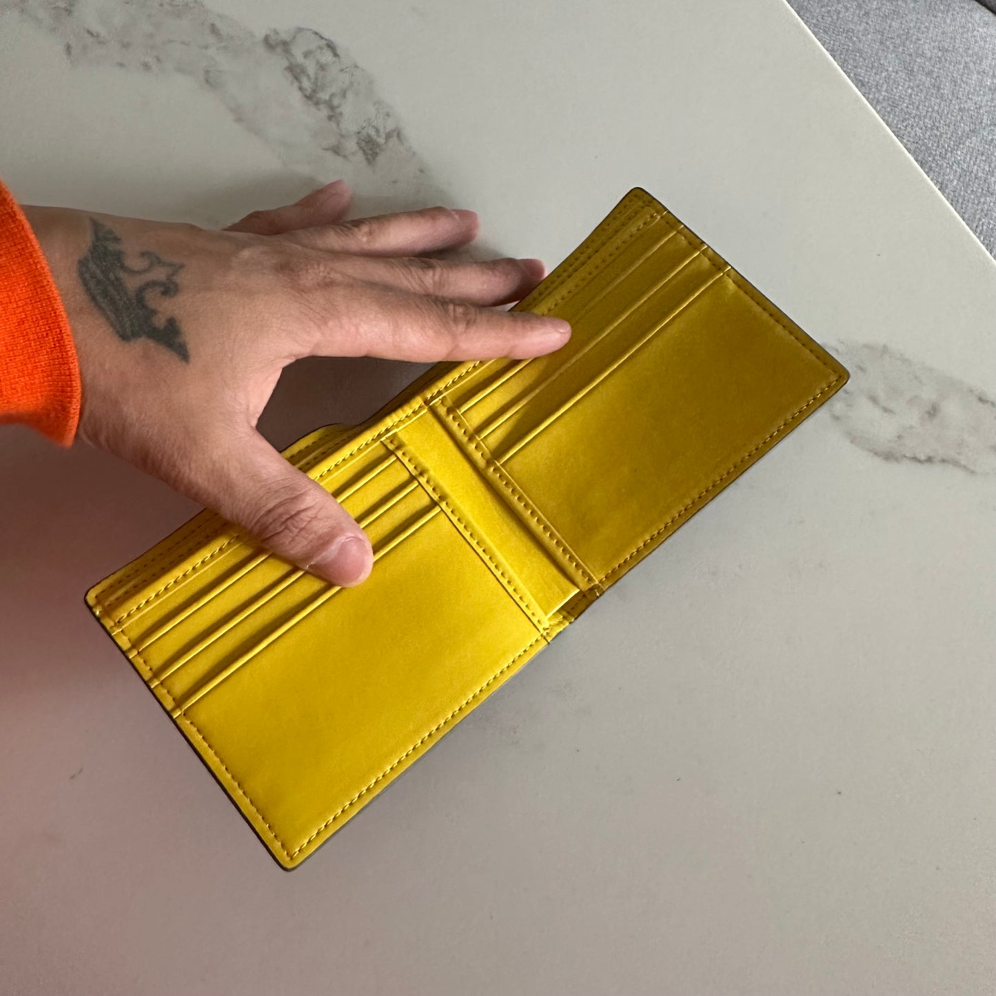 111 ‘Hidden Sun’ Real Python Skin Bi Fold Wallet (Natural/Yellow)