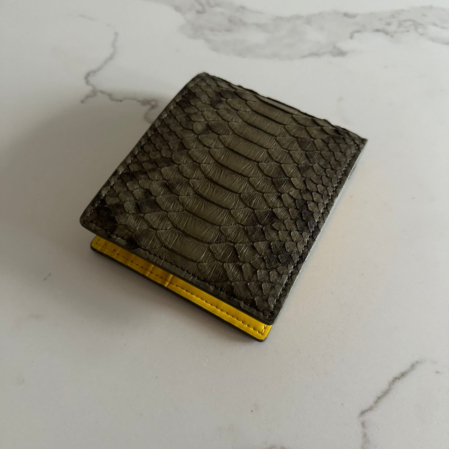 111 ‘Hidden Sun’ Real Python Skin Bi Fold Wallet (Natural/Yellow)