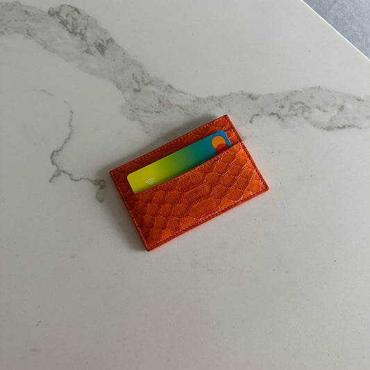 111 ‘Orange Tennis’ Snakeskin Cardholder